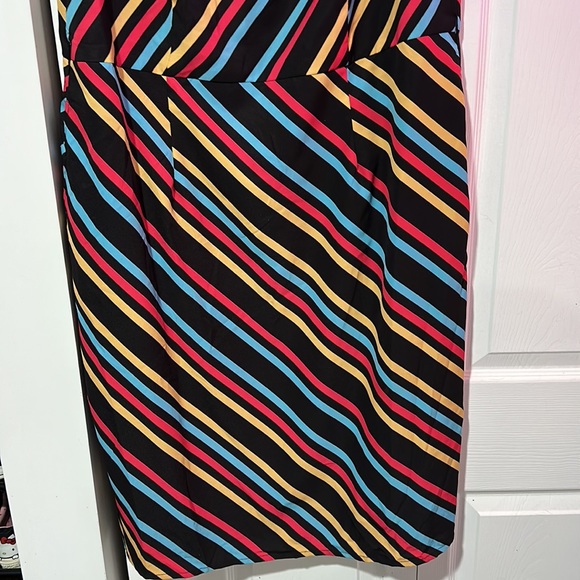 Chevron striped black multicolored sleeveless dress eshakti - Picture 3 of 7